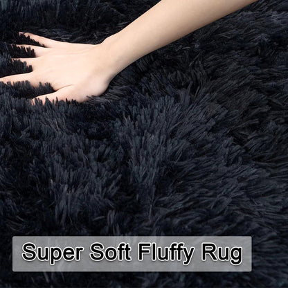 Großer Schwarz Shaggy Teppich 150x240cm Hochflor Moderner