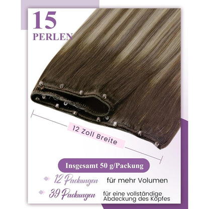 Echthaar Tressen Balayage Braun Ombre 40cm