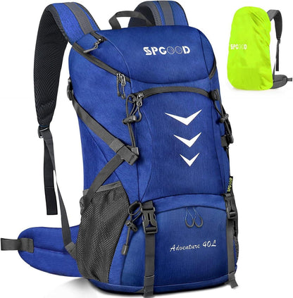 Wanderrucksack 40L Leicht Wasserdicht Regenhülle Blau