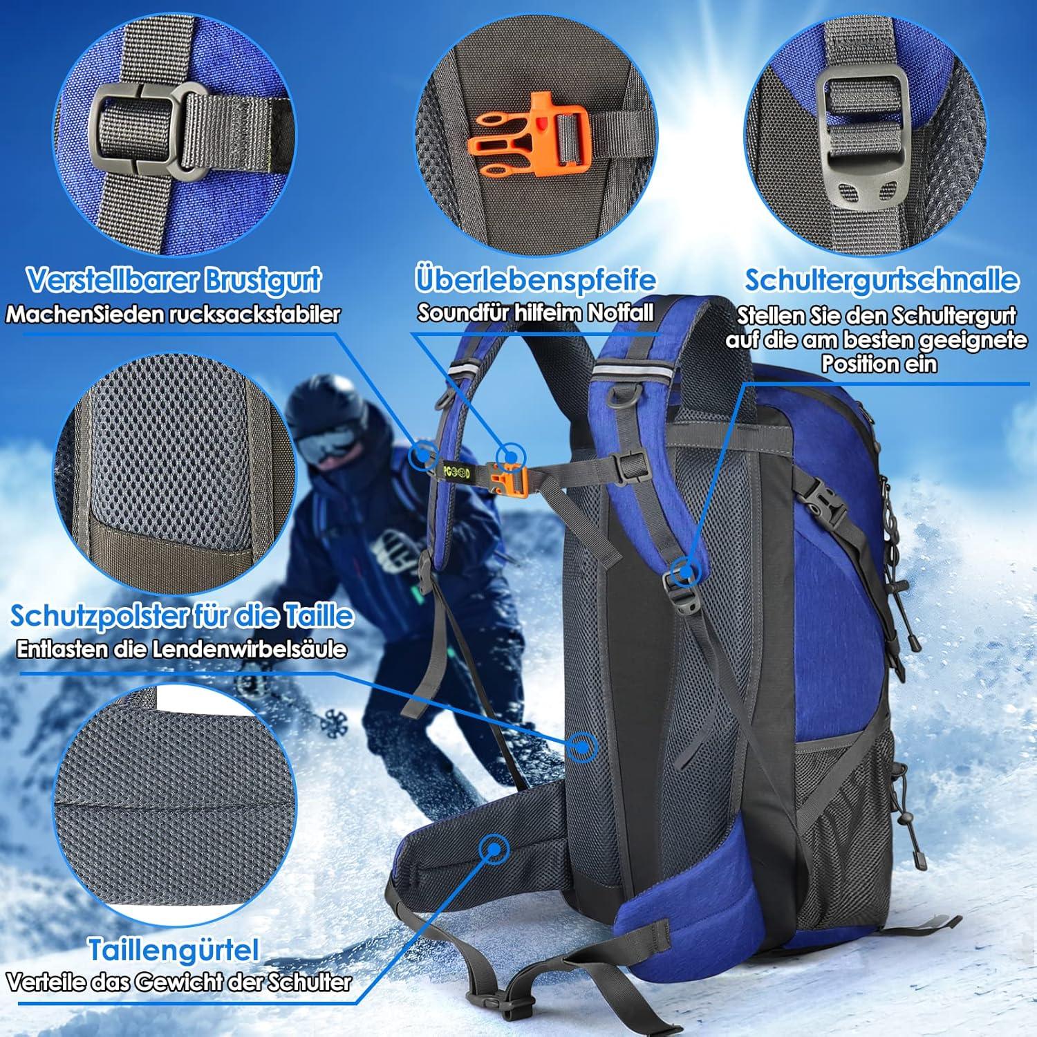 Wanderrucksack 50L Herren Damen Trekkingrucksack wasserdicht mit Regenhülle