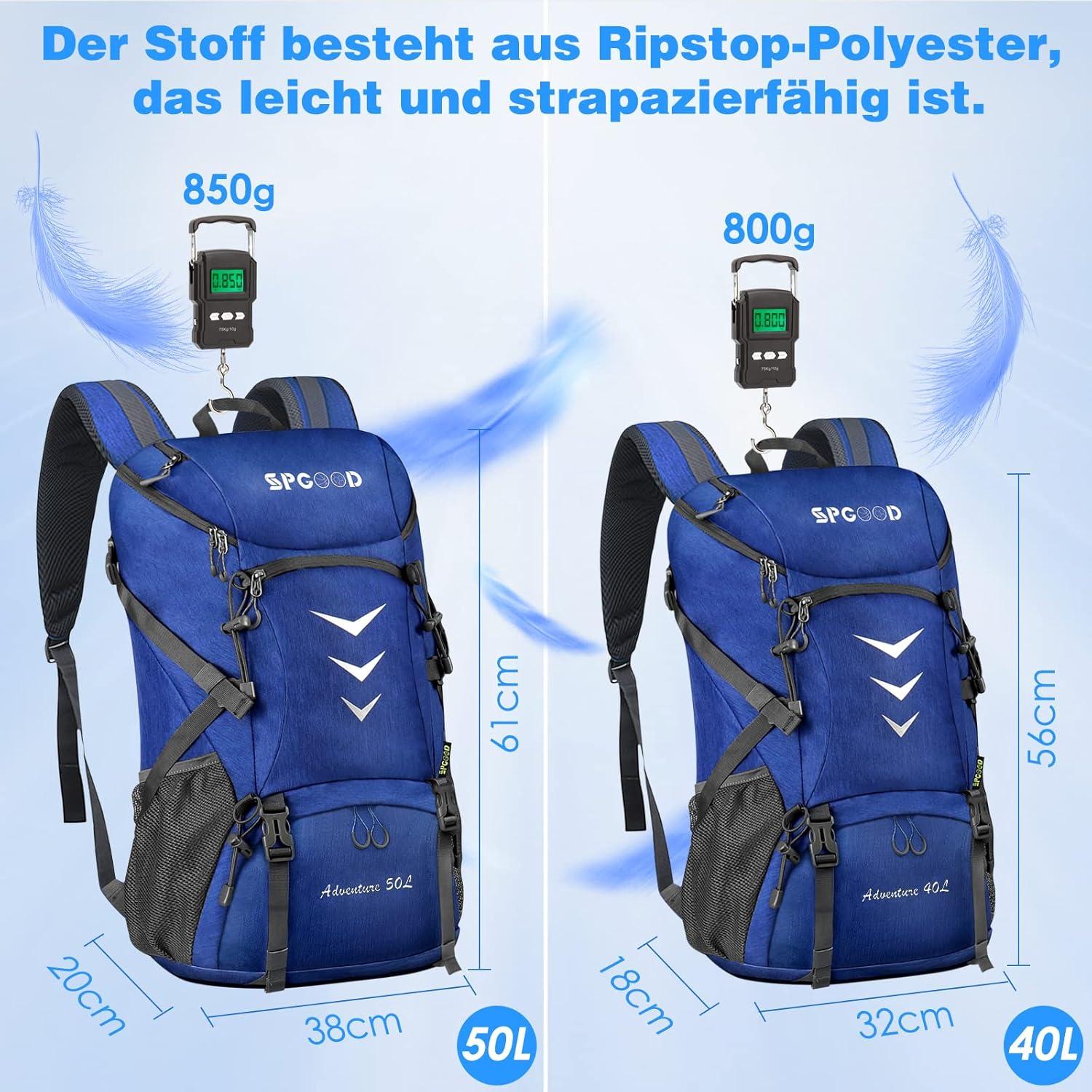 Wanderrucksack 50L Herren Damen Trekkingrucksack Regenhülle