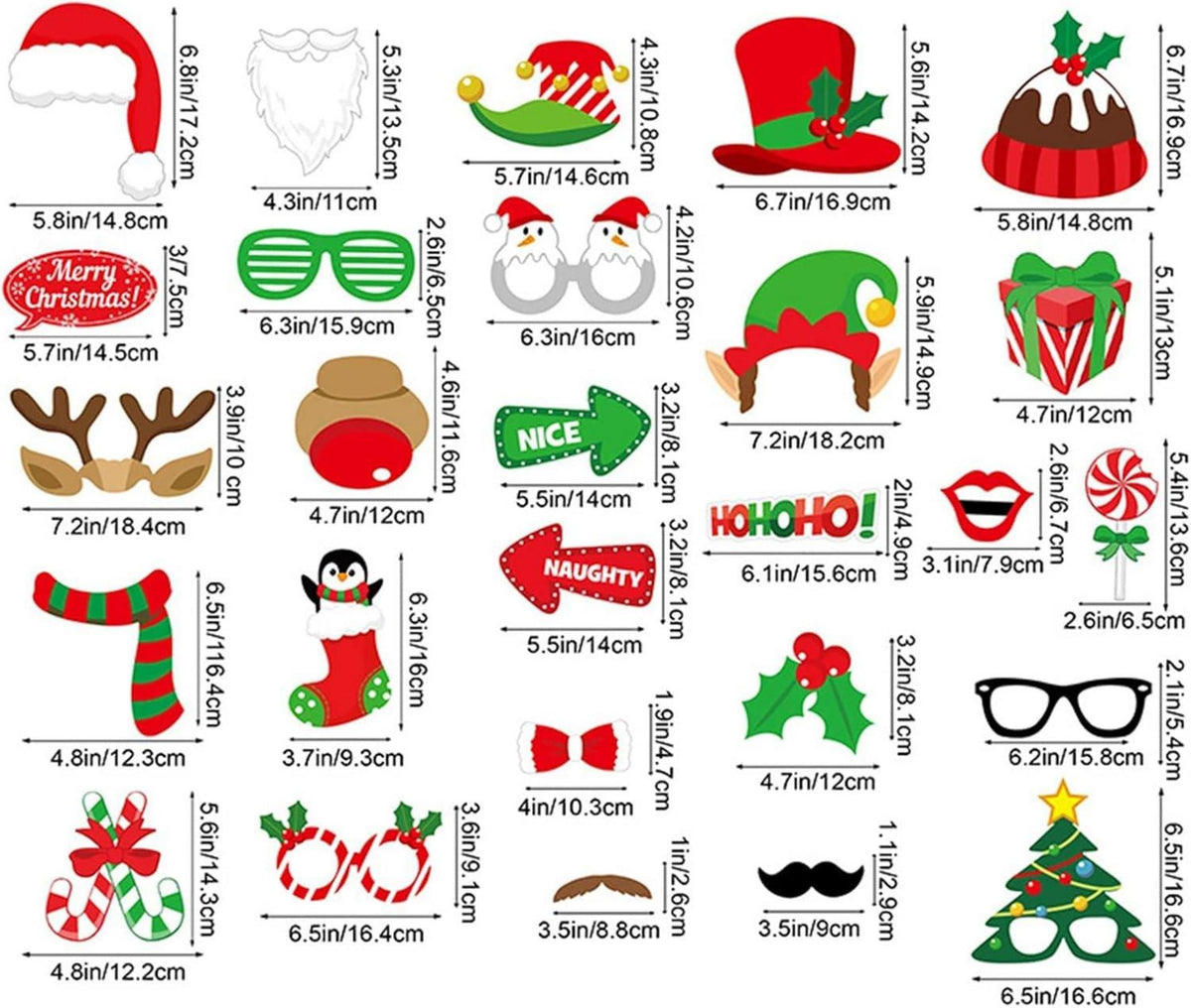 Weihnachtsfoto Requisiten Set 32-teilig Xmas Party Deko Brillen Booth Props