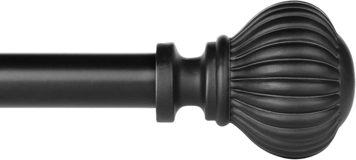 Ausziehbare Gardinenstange 122-218 cm Schwarz Metall Kürbis-Endstück