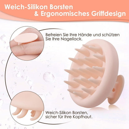 Silikon Kopfhaut Massagebürste Peeling Schuppen Haarwachstum Beige