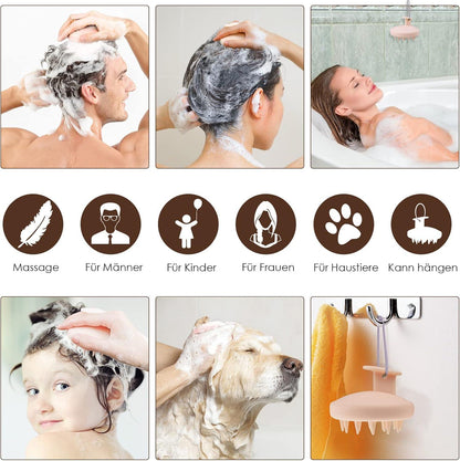 Kopfhaut Massagebürste Silikon Shampoo Bürste Haarwachstum Peeling Schuppenentfernung Beige