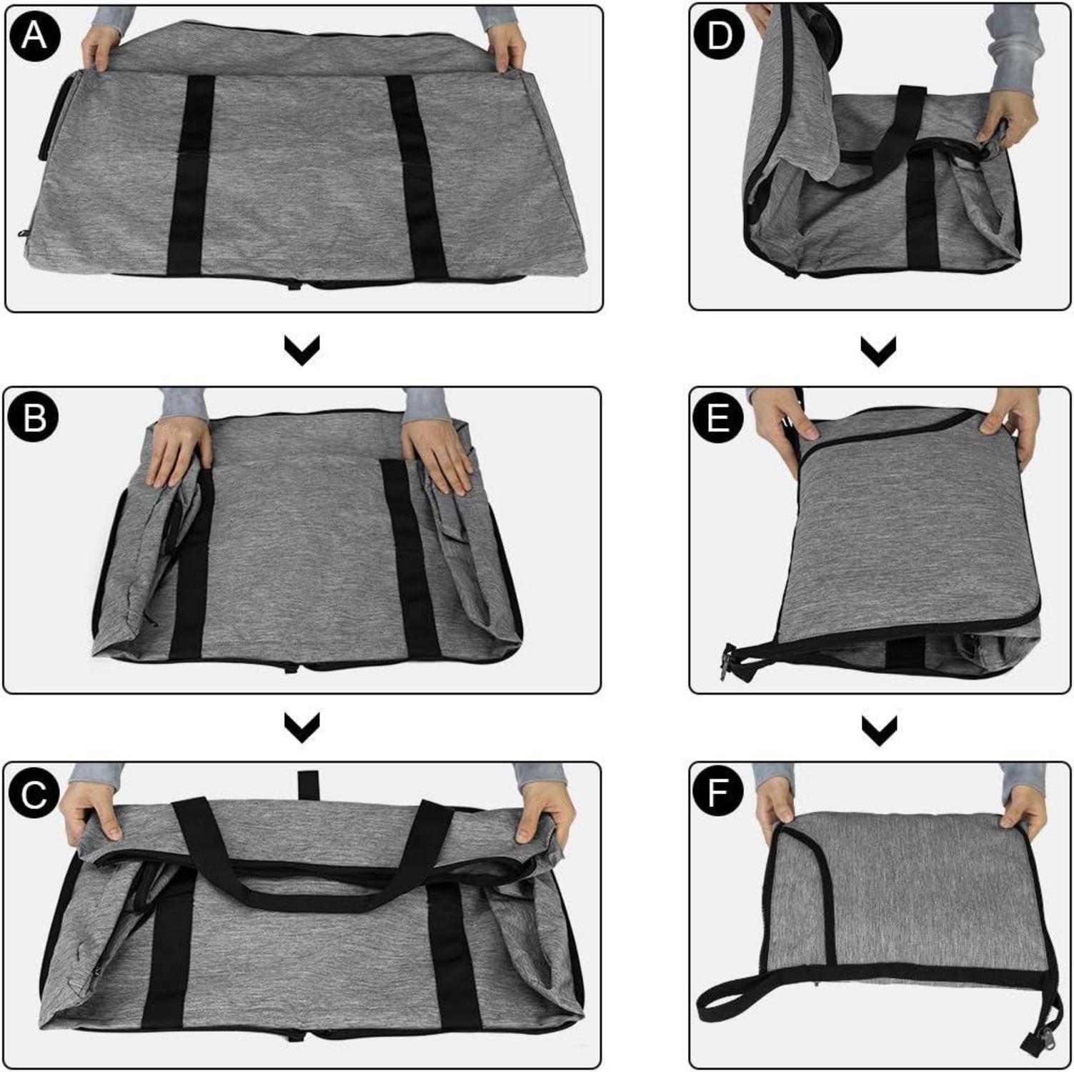 Reisetasche Groß Faltbar Leicht 120L Weekender Schwarz