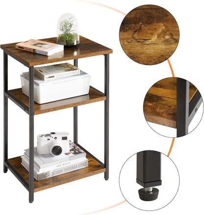 Beistelltisch 3 Ebenen Metallgestell Industrie-Design Braun