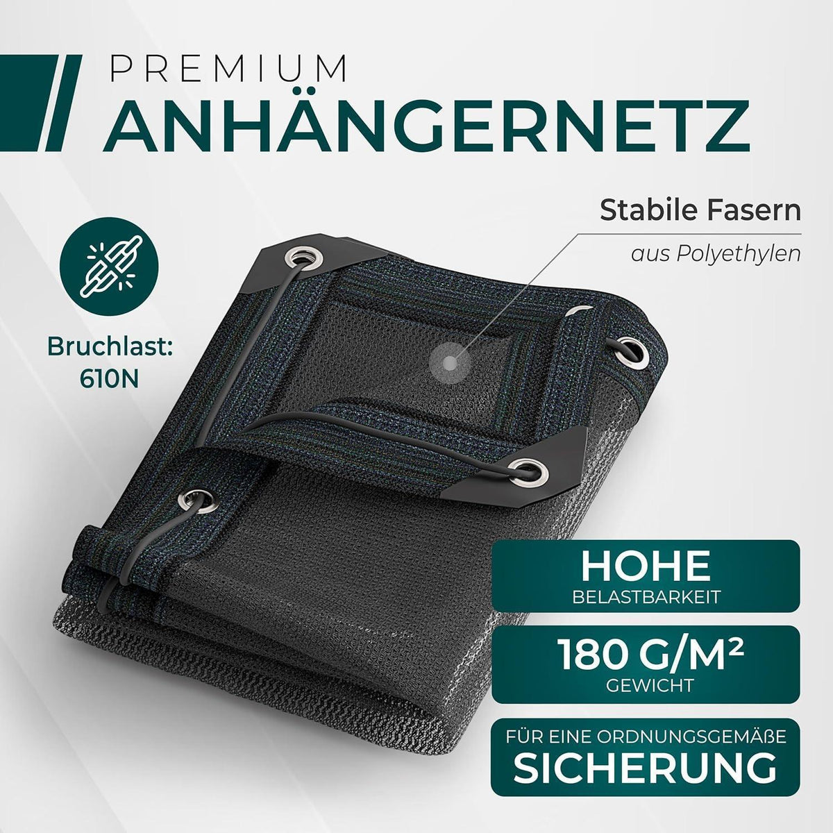Feinmaschiges Anhängernetz 2,5x3,5m – Ladungssicherung mit Gummizug