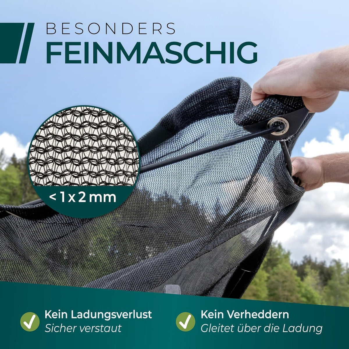 Feinmaschiges Anhängernetz 2,5x3,5m – Ladungssicherung mit Gummizug