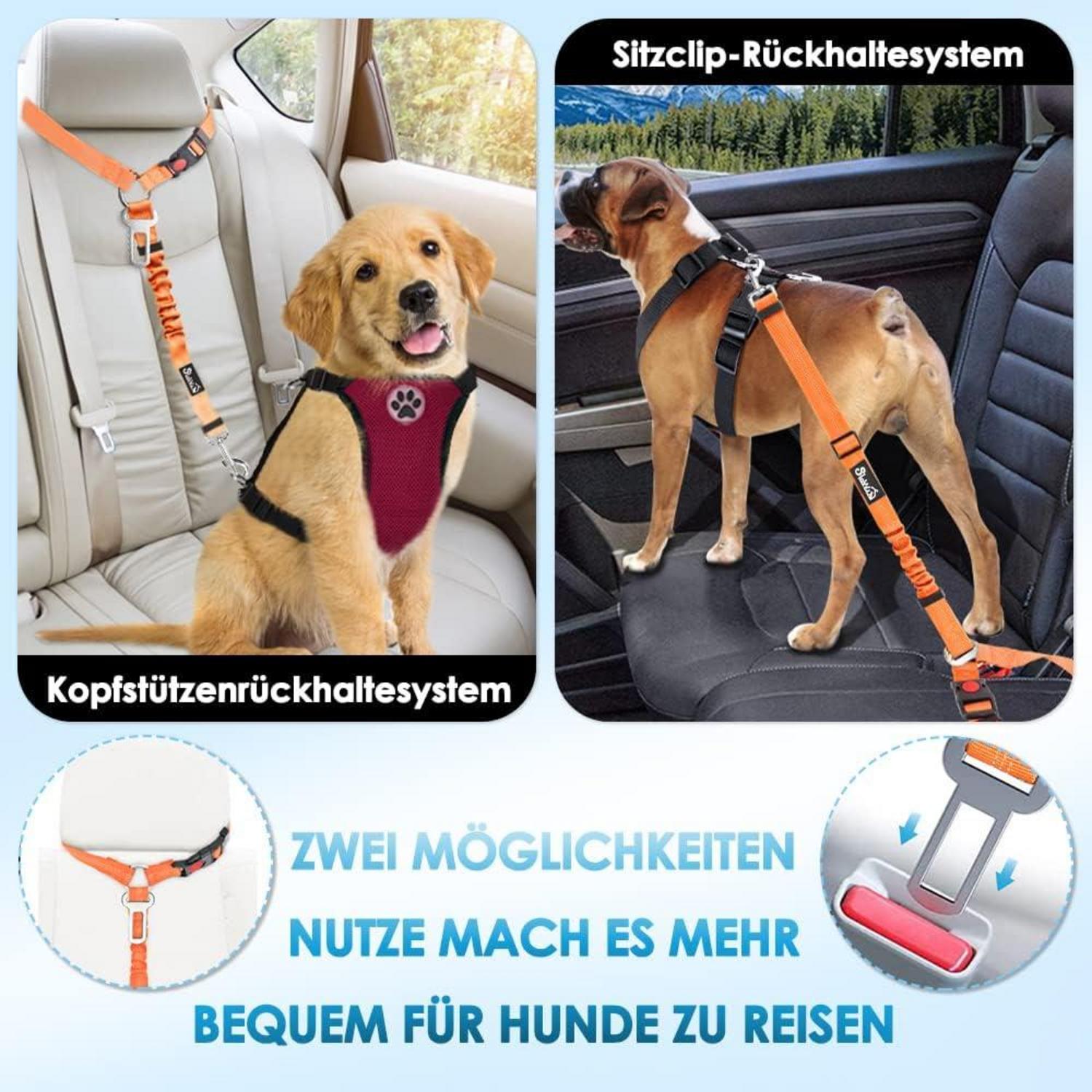 SlowTon Hundegurt Auto 2-in-1 Kopfstütze Sicherheitsgurt