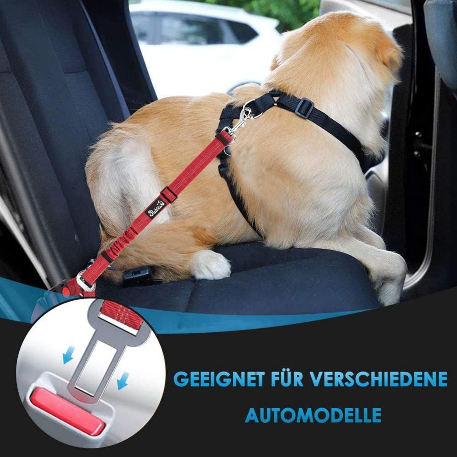 Hunde Sicherheitsgurt Auto 2-in-1 Kopfstützen-Rückhalte Anschnallgurt