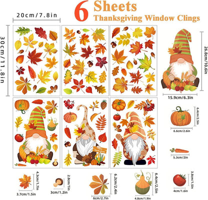 Thanksgiving Herbstdeko Fenster Aufkleber Selbstklebend 6er