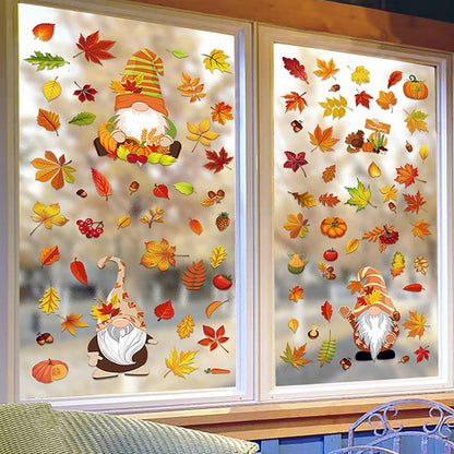 Thanksgiving Herbstdeko Fenster Aufkleber 6er Set 20x30cm Thanksgiving Dekoration Herbst Blätter Deko Fensterbilder