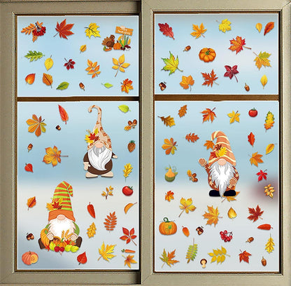 Thanksgiving Herbstdeko Fenster Aufkleber 6er Set 20x30cm Thanksgiving Dekoration Herbst Blätter Deko Fensterbilder