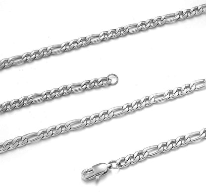 Herren Silber Edelstahl Panzerkette 5mm 45-90cm Figaro-Halskette