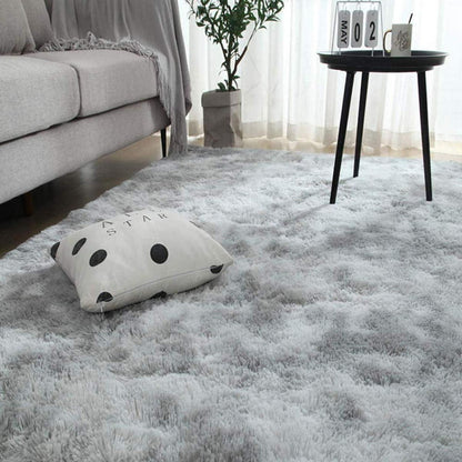 Flauschiger Rundteppich Grau Weiß 200x250cm – Weich & Rutschfest