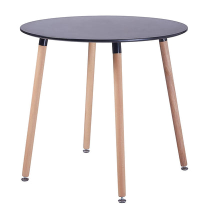 Runder Küchentisch Schwarz – MDF, Buchenbeine, 80x80cm