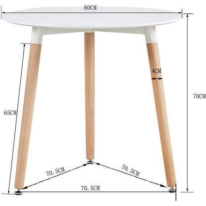 Runder Küchentisch Weiß – MDF mit Buchenbeinen (80x80cm)