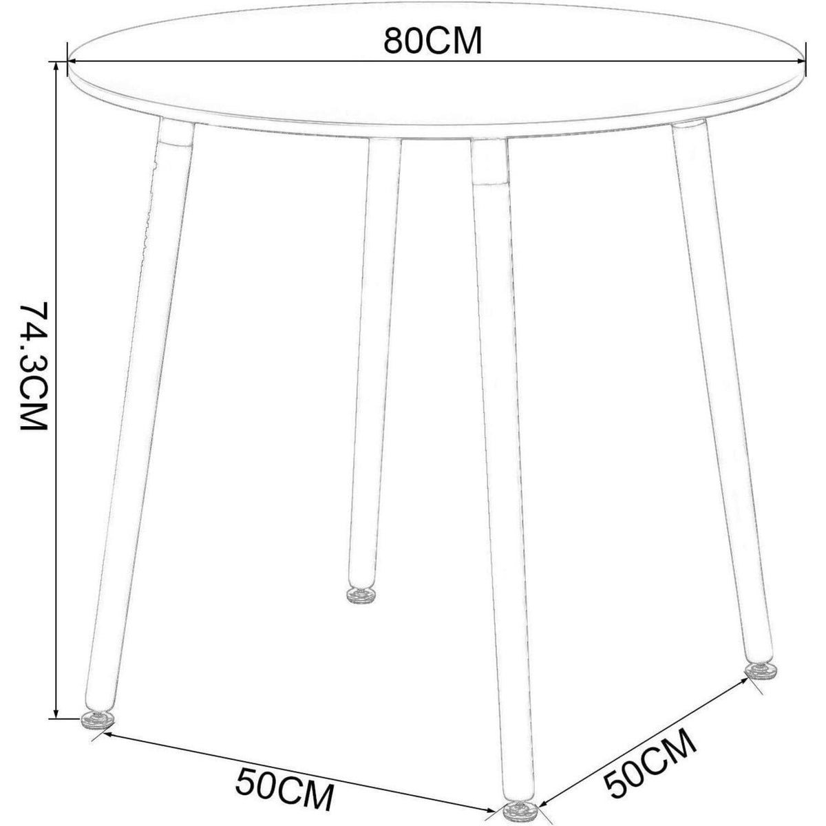 Runder Küchentisch Weiß – MDF mit Buchenbeinen (80x80cm)