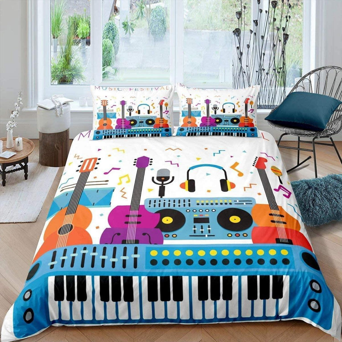 Gitarren Bettwäsche Set Kinder Musik Bettbezug 220x240 cm