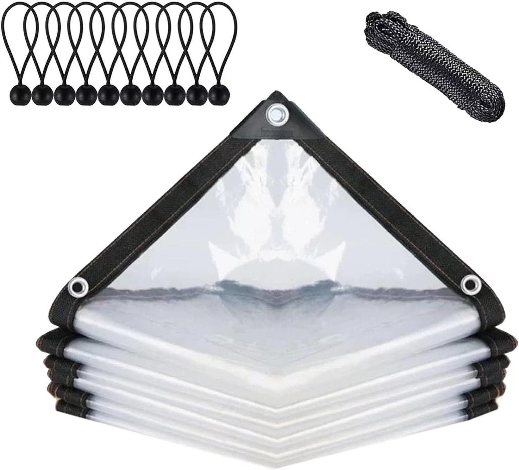 Wasserdichte transparente Plane mit Ösen, Abdeckplane 2x1m