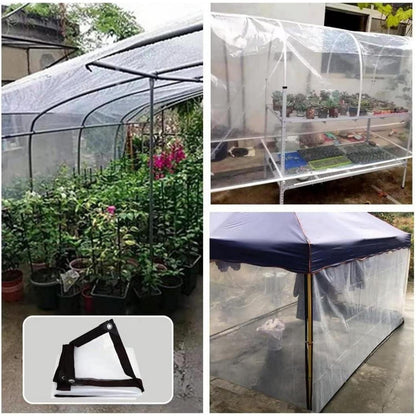 Transparente Abdeckplane 2x6m wasserdicht mit Ösen und Seil