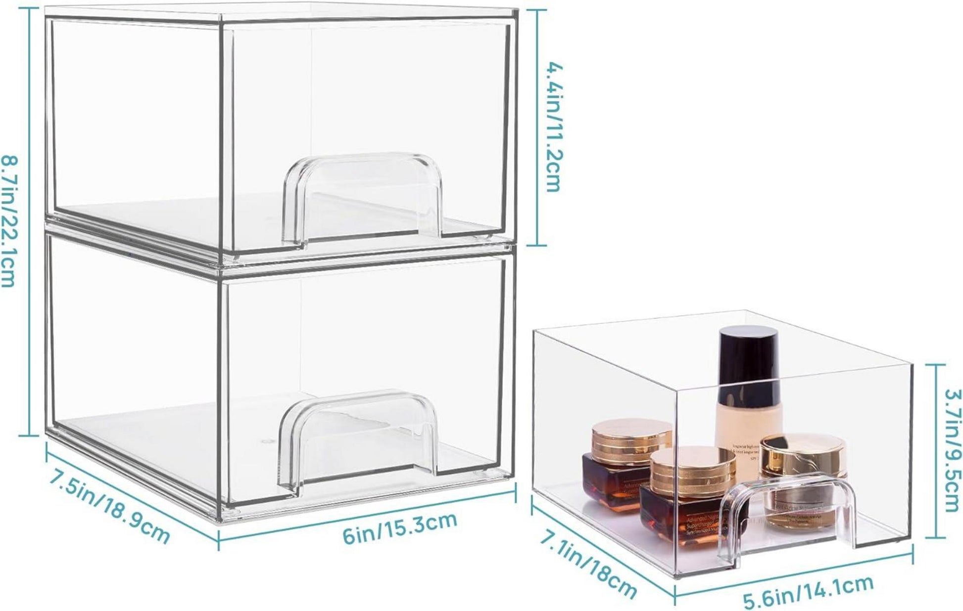 Schubladen Organizer Set Transparent inkl. Rutschfeste Matte