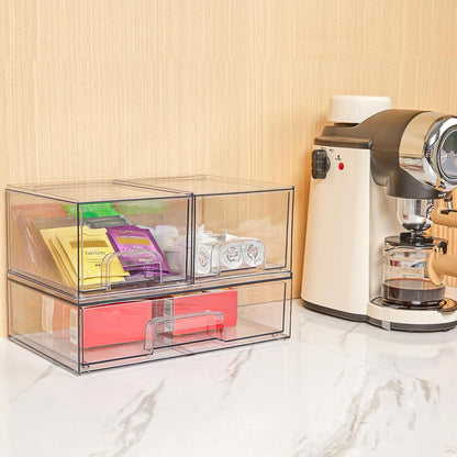 Vtopmart 2er Schubladen Organizer Transparent mit Rutschfeste Matte