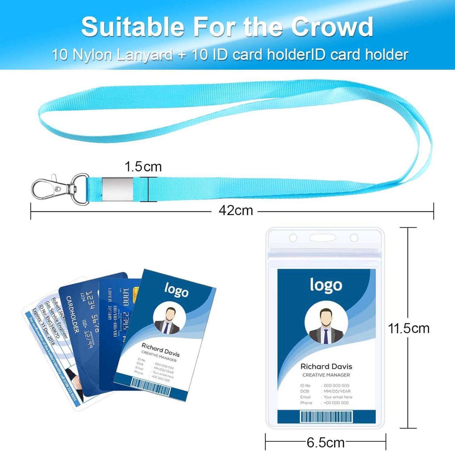 Schlüsselband Ausweishülle 10 Stück Nylon Karabiner 65 * 120mm