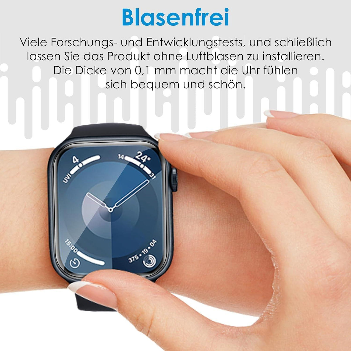 Schutzfolie für Apple Watch Series 9/8/7 45mm - 8 Stk, Flexibles TPU, Blasenfrei