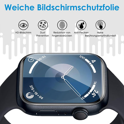 Schutzfolie für Apple Watch Series 9/8/7 45mm - 8 Stk, Flexibles TPU, Blasenfrei