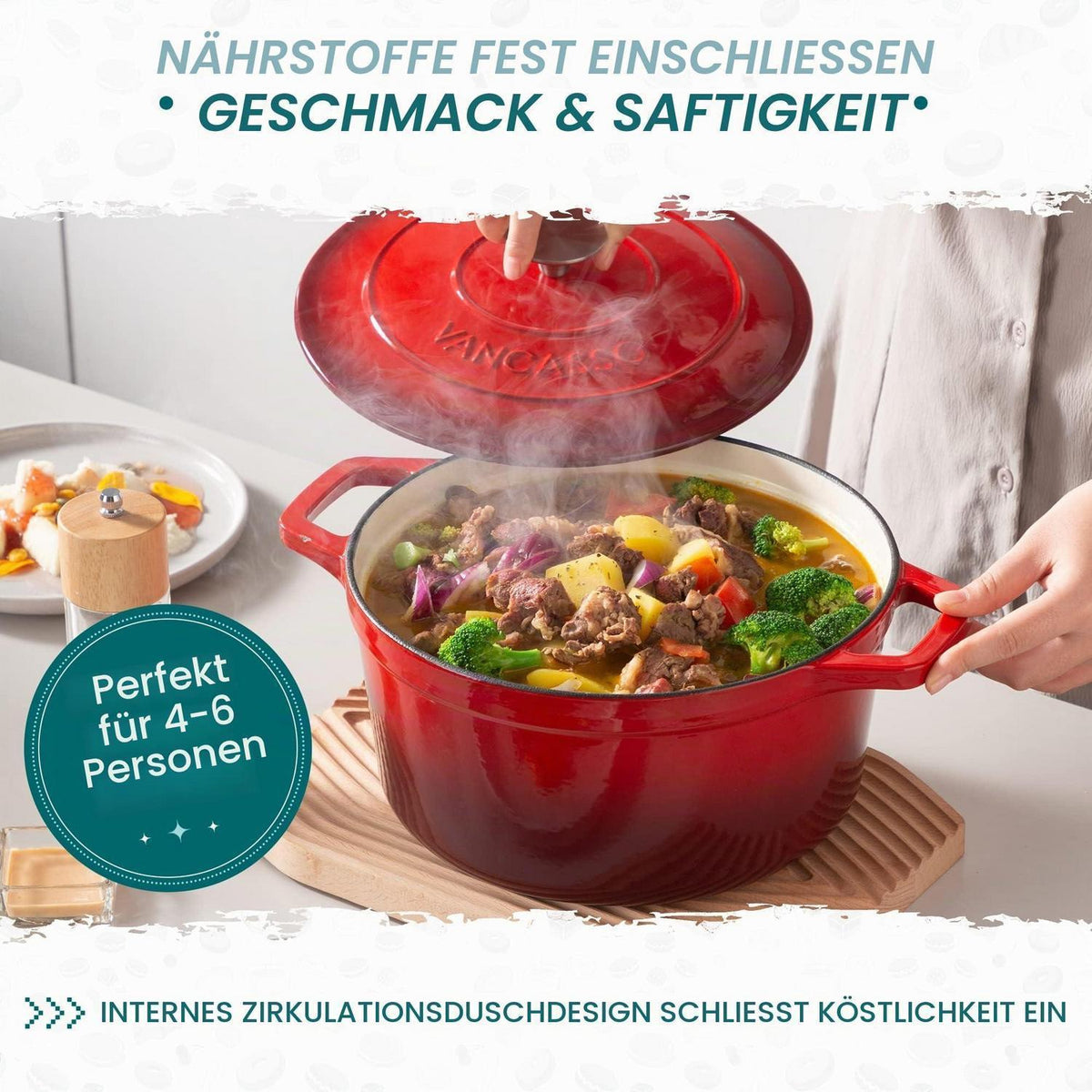 Gusseiserner Brottopf Rot, 5L - Emaillierte Backform