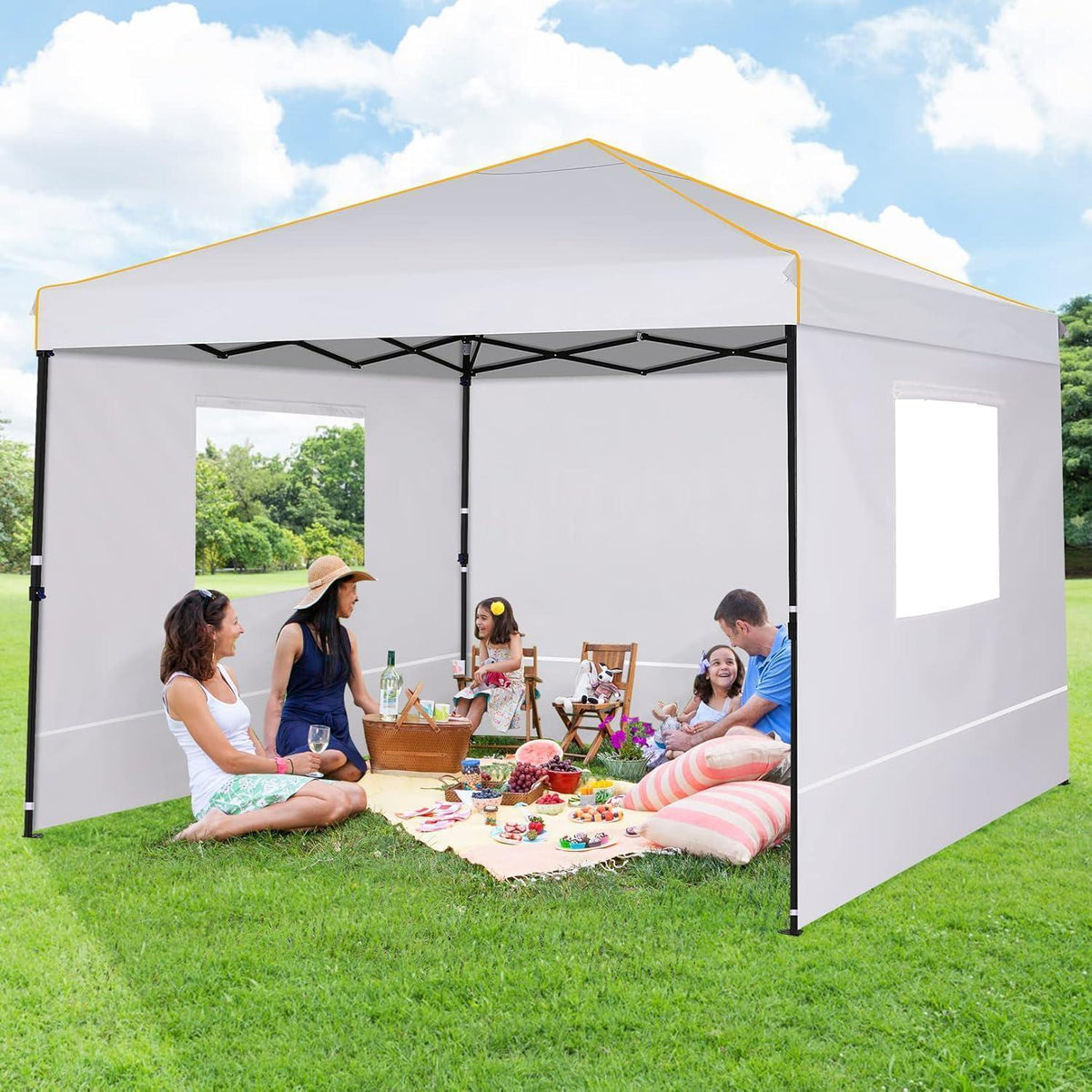 3x3m Faltpavillon Wasserdicht mit 4 Seitenwänden – Garten Zelt