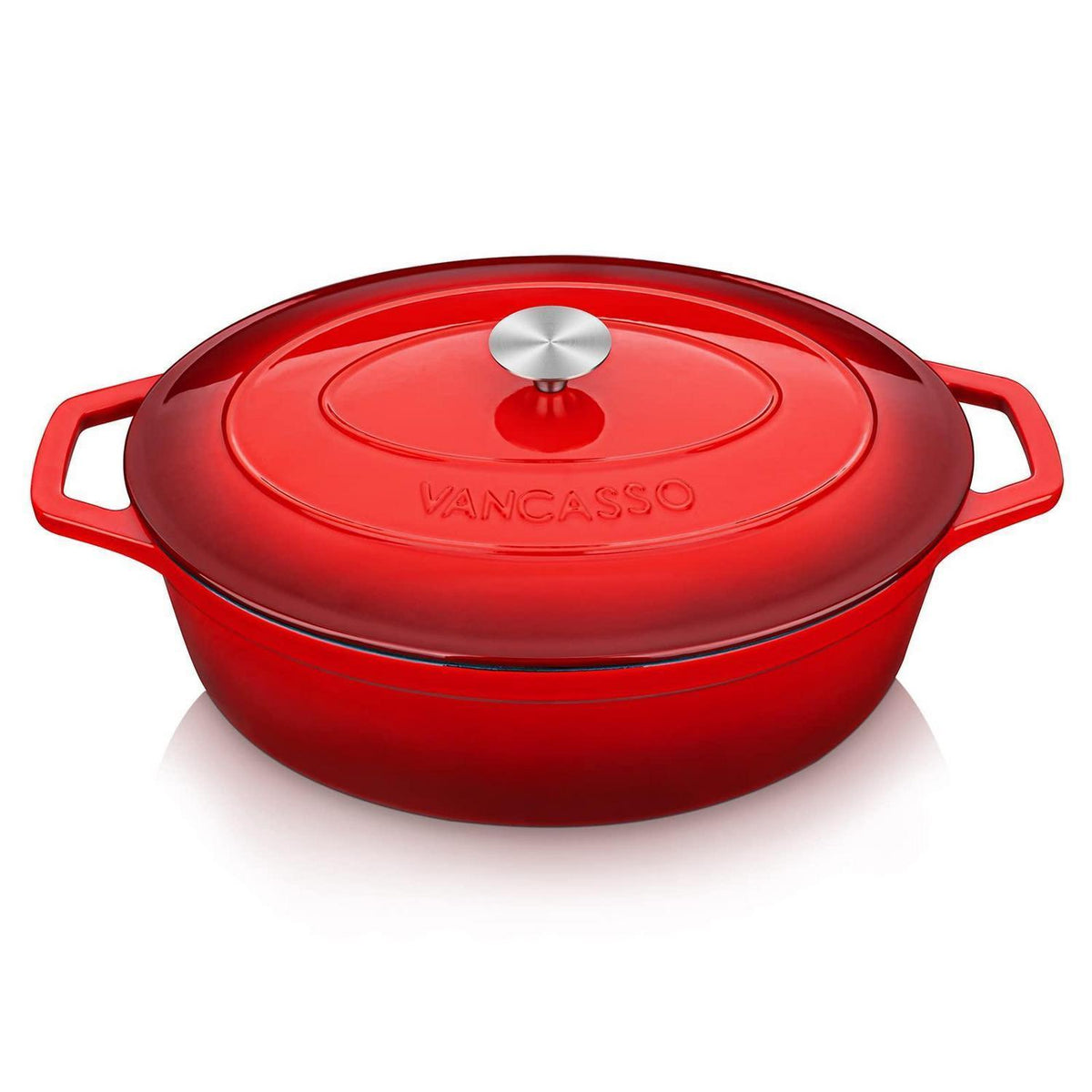Gusseiserner Bräter mit Deckel, 8L, Rot – Perfekt zum Brotbacken