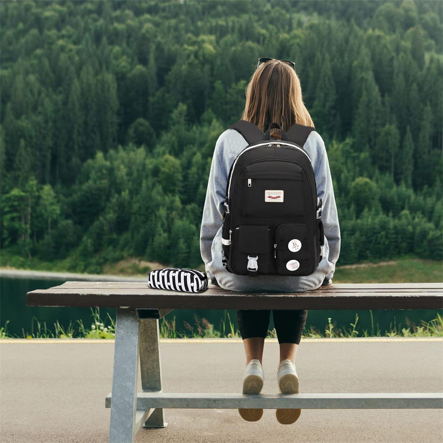 Makukke Schulrucksack Damen Teenager Mädchen Anti-Theft Daypack 15-Zoll-Laptopfach