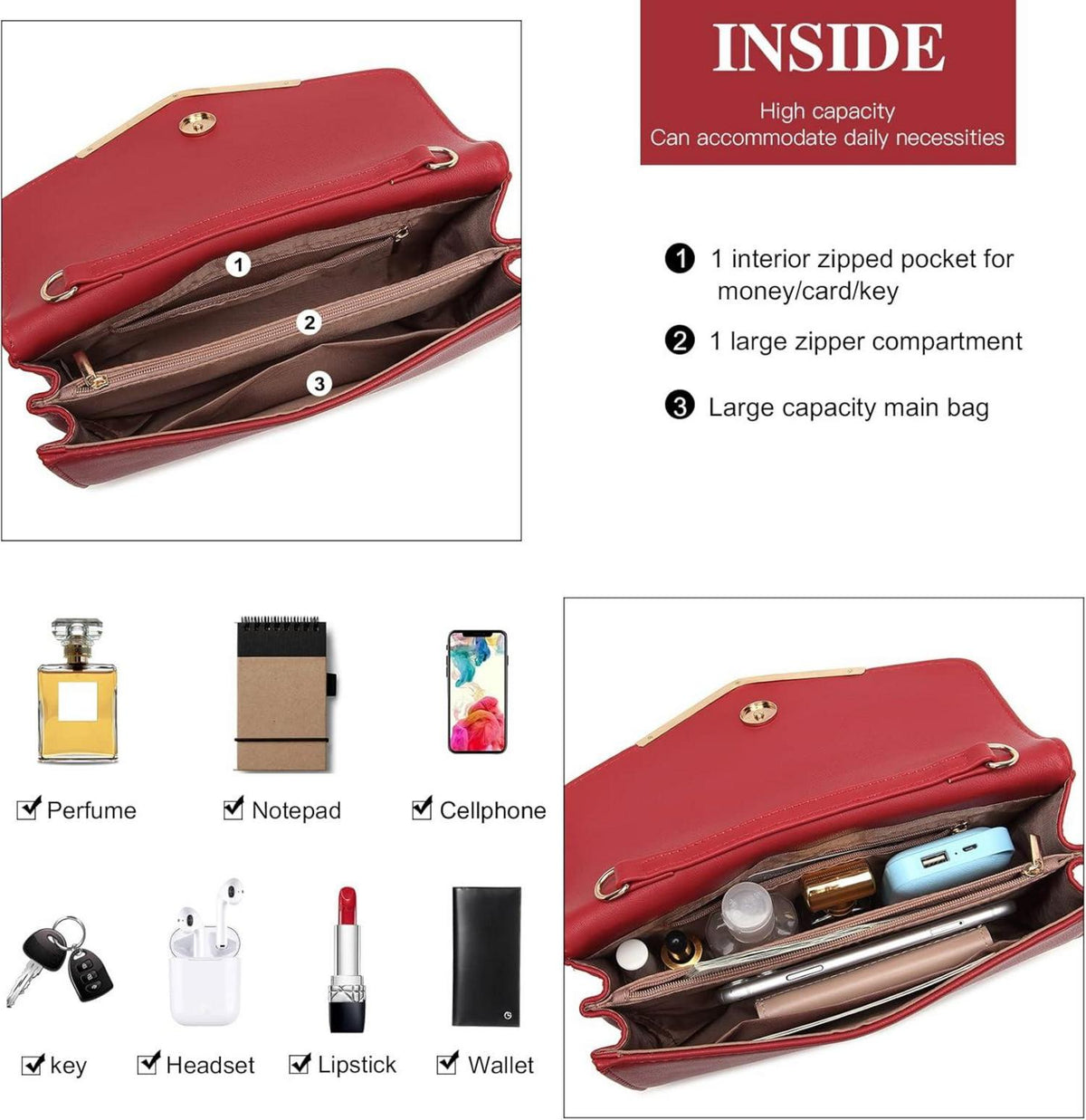 Elegante Miss Lulu Abendtasche mit Gold-Kette Magnetverschluss