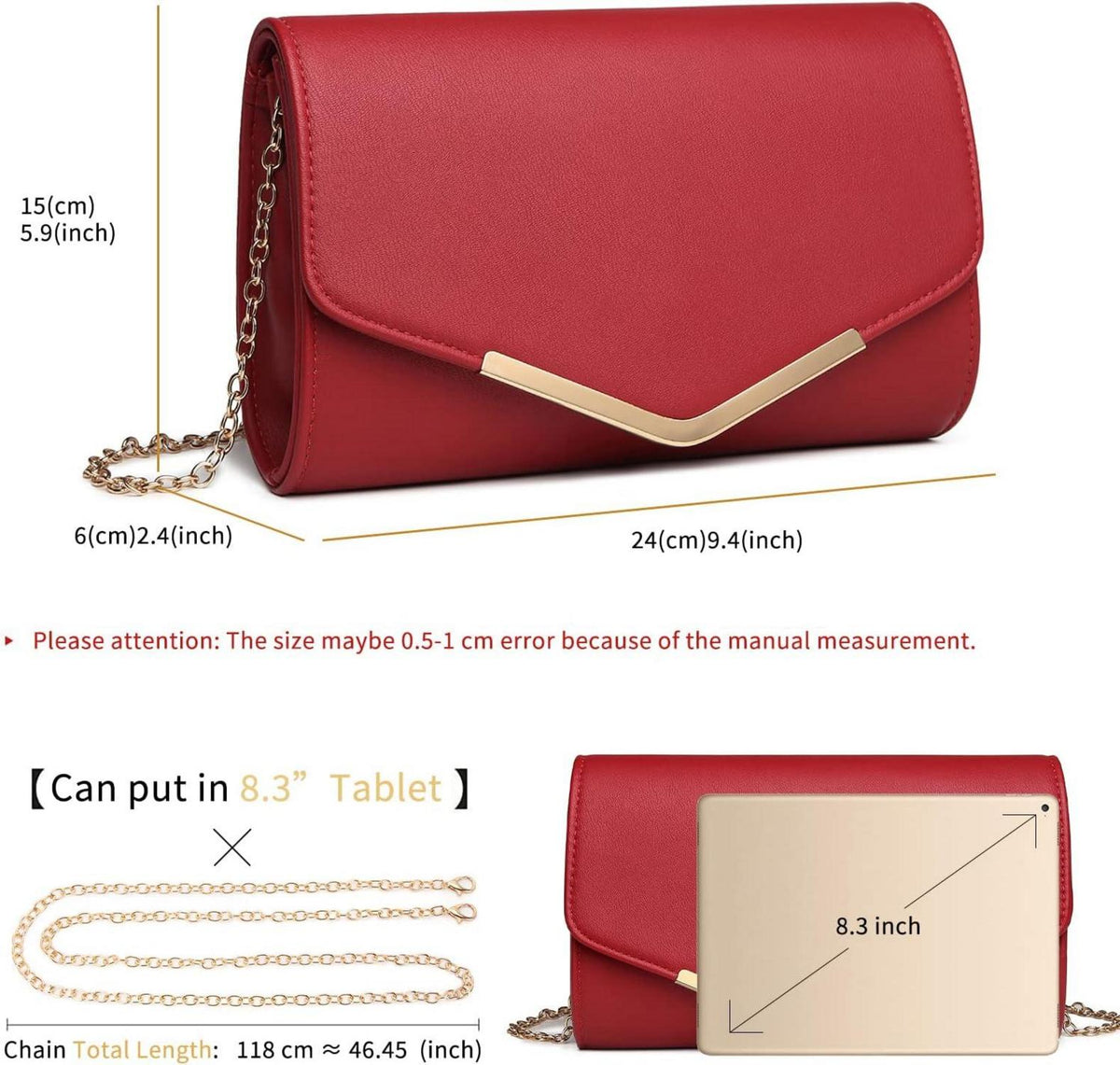 Elegante Miss Lulu Clutch Damen Handtasche Kettentasche Hochzeit Umhängetasche