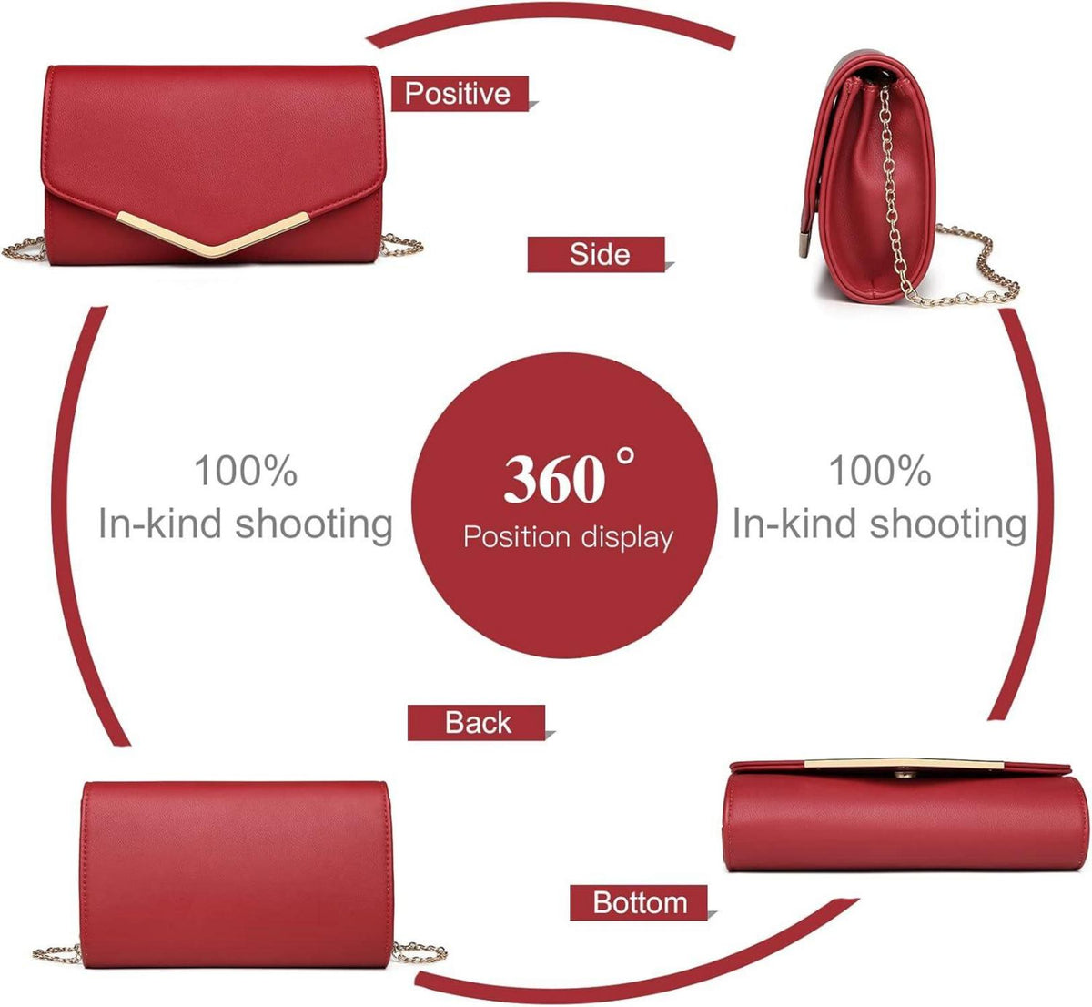 Elegante Kettentasche Damen Clutch Handtasche Hochzeit Abendtasche