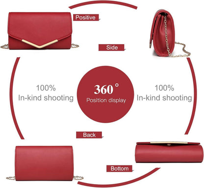 Elegante Kettentasche Damen Clutch Handtasche Hochzeit Abendtasche