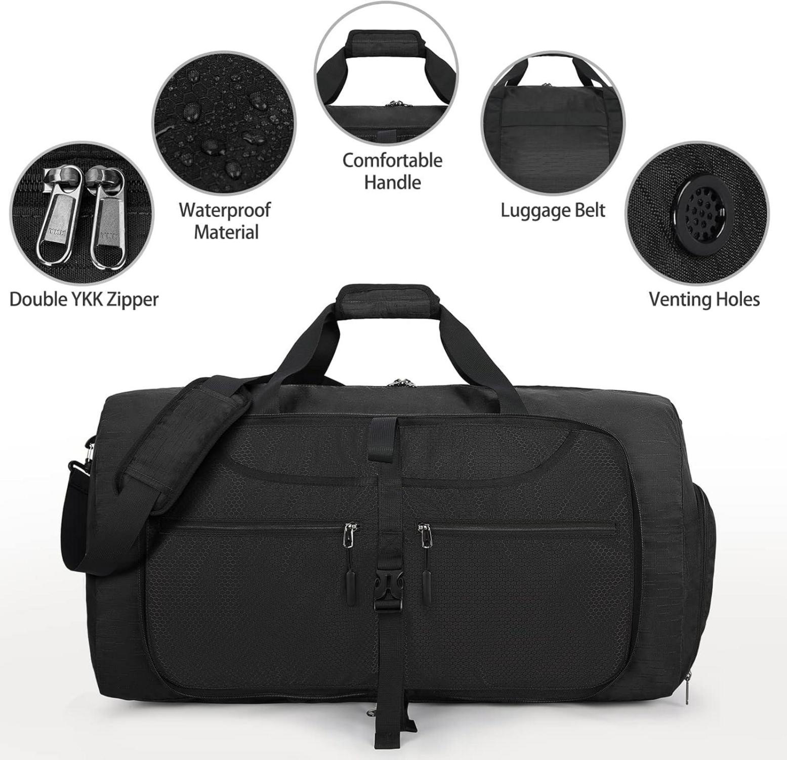 Lubardy Reisetasche Herren 65L 80L 100L Faltbar Sporttasche mit Schuhfach