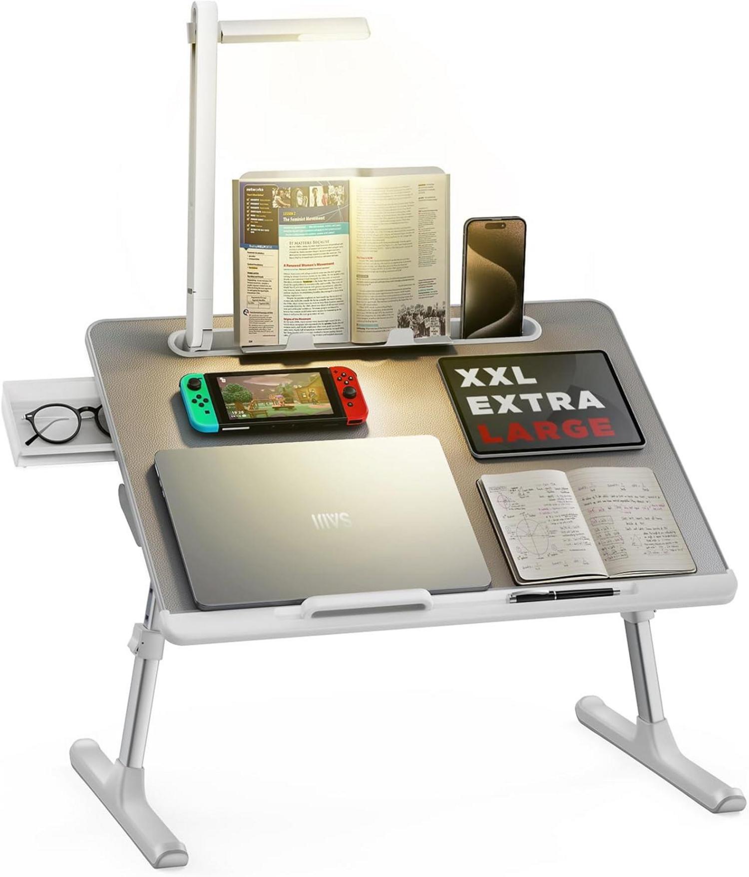 Laptoptisch Betttisch mit LED Lampe verstellbar Buchständer