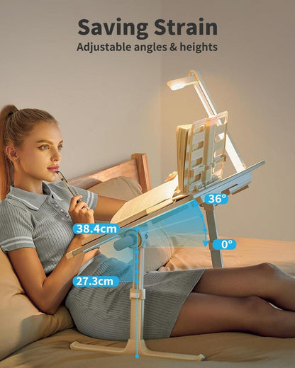 Laptoptisch Betttisch mit LED Lampe Höhen verstellbar Buchständer Tablet Schlitz