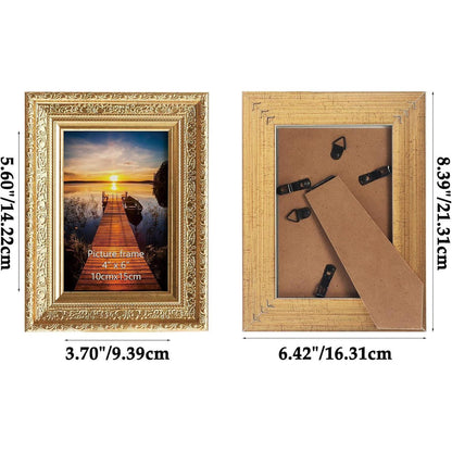 Goldener Vintage Bilderrahmen 10x15 cm 2er Set mit Echtglas