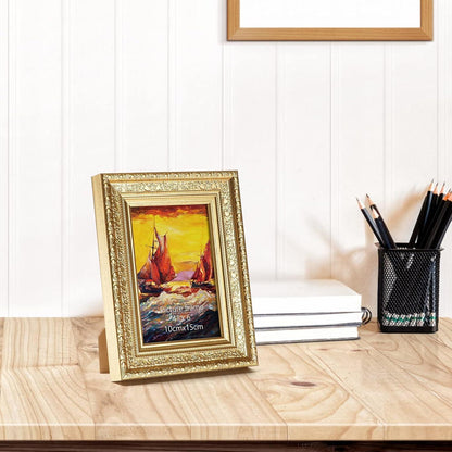 Goldener Vintage Bilderrahmen 10x15 cm 2er Set mit Echtglas