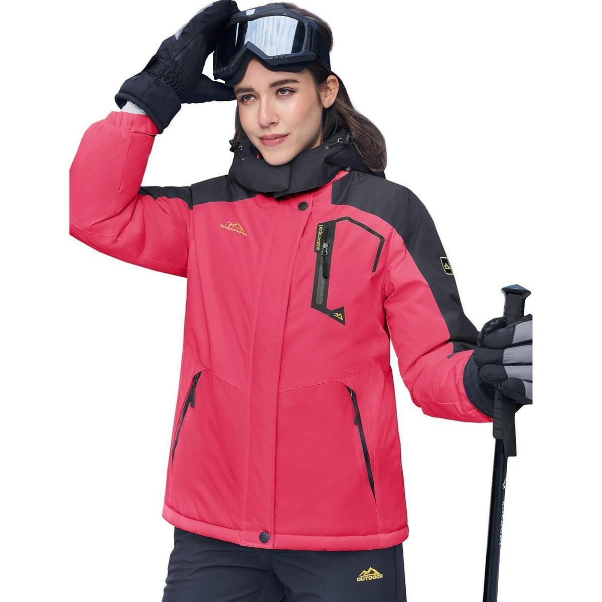 Damen Winterjacke mit Fleece, wasserdicht, Rosa, Gr. XL