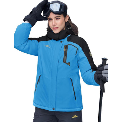 Damen Skijacke Winterjacke Fleece Parka Blau Schwarz XXL