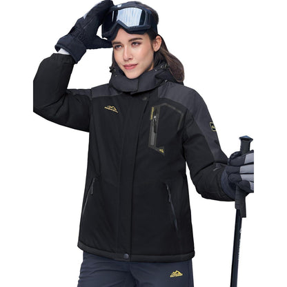 Damen Winterjacke mit Fleece, wasserdicht, abnehmbarer Hut
