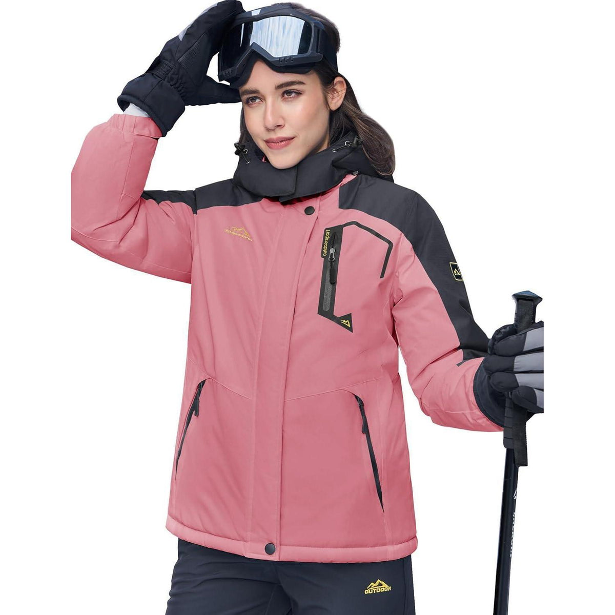 Damen Winterjacke mit Fleece, wasserdicht, Rosig, XL