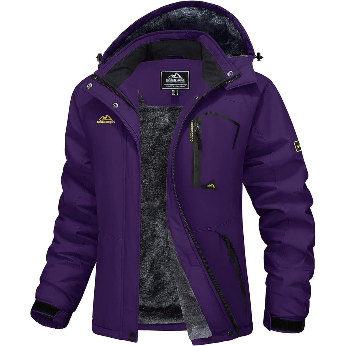 Damen Winterjacke mit Fleece – Wasserdicht & Winddicht – Dunkelviolett