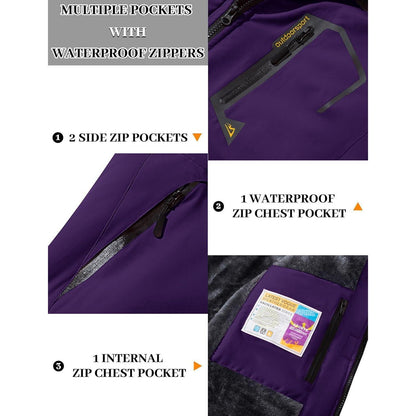 Damen Winterjacke mit Fleece – Wasserdicht & Winddicht – Dunkelviolett